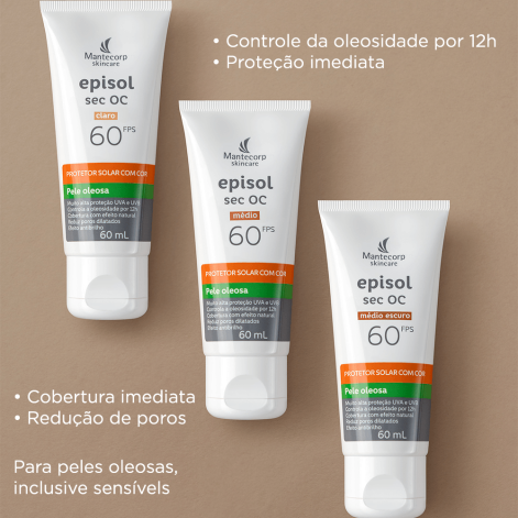 Protetor Solar Facial Episol Sec OC FPS60 Médio 60g
