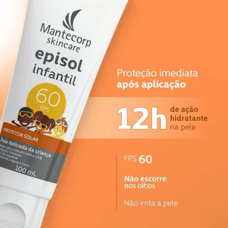 Protetor Solar Episol Infantil FPS60 Resistente à Água 100ml