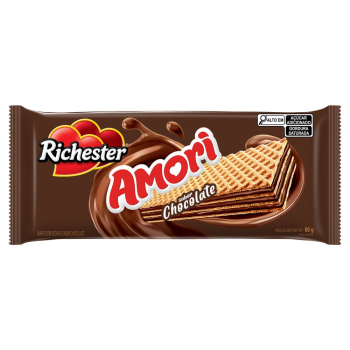 Biscoito Wafer Richester Amori Recheio Chocolate 80g