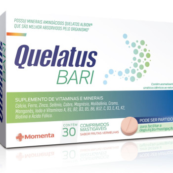 Quelatus Bari Sabor Frutas Vermelhas 30 Comprimidos Mastigáveis