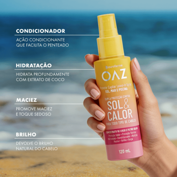 OAZ Leave-In Protetor Capilar Spray 120ml Sol & Calor com Extrato de Coco e Filtro Solar