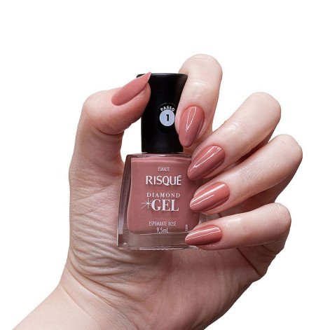 Esmalte Risqué Diamond Gel Espumante Rosé Cremoso 9,5ml