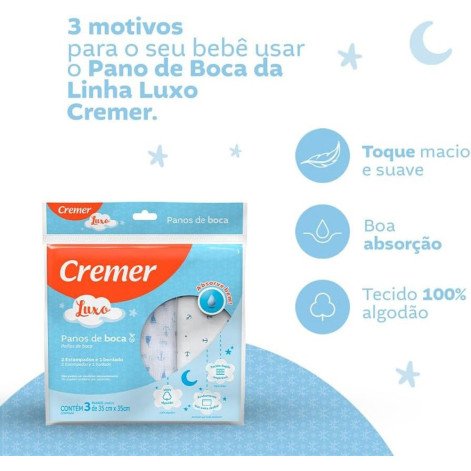 Pano de Boca Cremer Menino 3 Unidades
