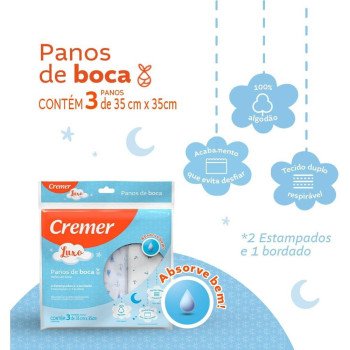 Pano de Boca Cremer Menino 3 Unidades