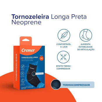 Tornozeleira Cremer Longa Preta Tamanho M 1 Unidade