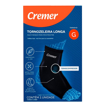 Tornozeleira Cremer Longa Preta Tamanho G 1 Unidade