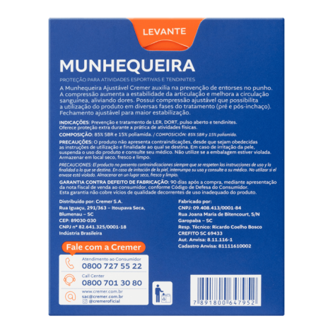 Munhequeira Preta Cremer Tamanho Único 1 Unidade