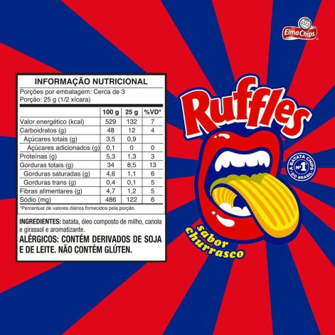 Batata Frita Ondulada Churrasco Elma Chips Ruffles  76g