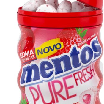 Goma de Mascar Mentos Pure Fresh Sem Açúcar Sabor Morango Pote 56g