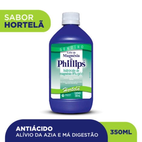 Leite De Magnésia Phillips Hortelã 350ml Leite De Magnésia Phillips Hortelã 350ml