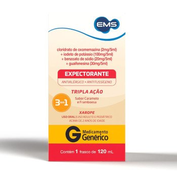 Cloridrato de Oxomemazina + Iodeto de Potássio + Benzoato de Sódio + Guaifenesina 120ml EMS Genérico