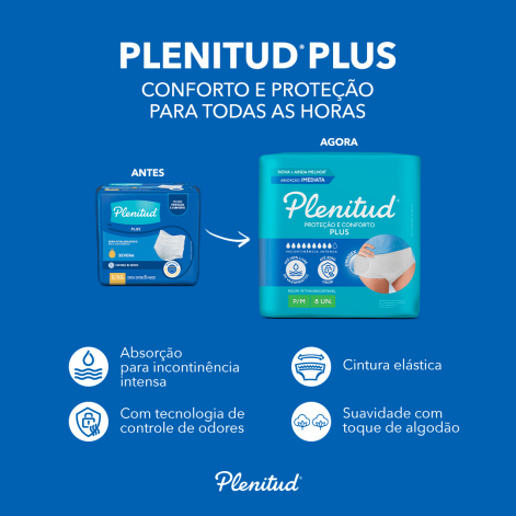 Roupa Íntima Descartável Plenitud Plus Incontinência Urinária Severa G/XG 16 Unidades Roupa Íntima Descartável Plenitud Plus Incontinência Urinária Severa G/XG 16 Unidades