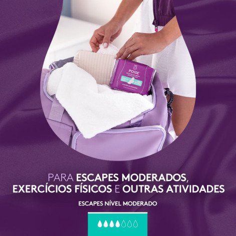 Absorvente Poise Escapes de Urina Longo com Abas Fluxo Moderado 8 Unidades