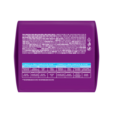 Absorvente Poise para Escapes de Urina Noturno com Abas Fluxo Moderado a Intenso 8 Unidades Absorvente Poise para Escapes de Urina Noturno com Abas Fluxo Moderado a Intenso 8 Unidades