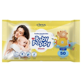 Toalhas Umedecidas Baby Poppy Classic com 50 Unidades Toalhas Umedecidas Baby Poppy Classic com 50 Unidades