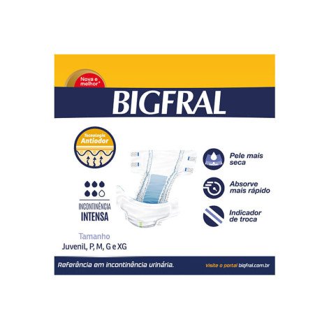 Fralda Geriátrica Unissex Bigfral Derma Plus Adulto XG 7 unidades