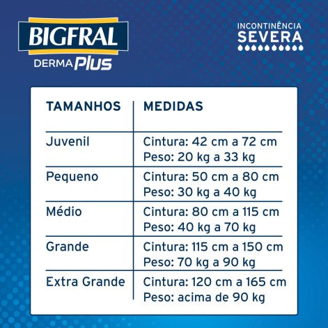 Fralda Adulto Bigfral Derma Plus Noturna M Unissex 8 Unidades