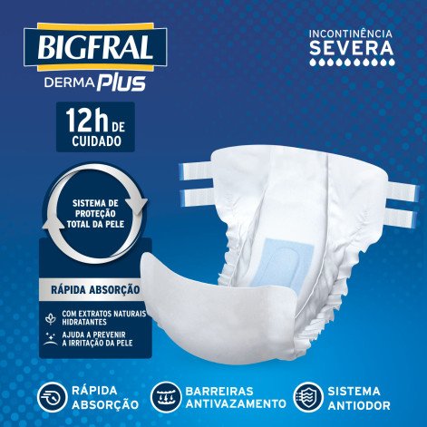 Fralda Adulto Bigfral Derma Plus Noturna M Unissex 8 Unidades