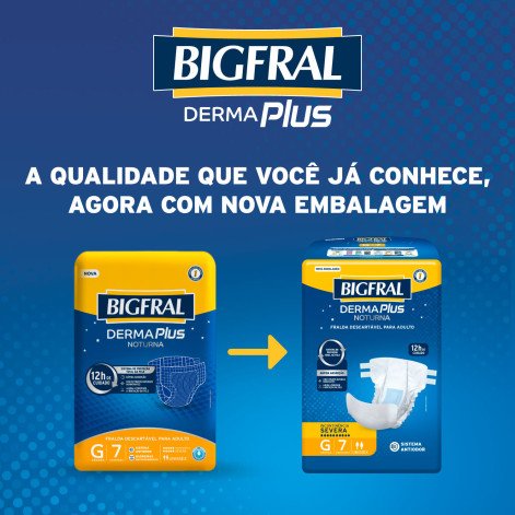 Fralda Adulto Bigfral Derma Plus Noturna G Unissex 7 Unidades