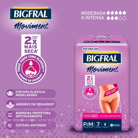 Roupa Íntima Feminina Moviment Bigfral Tamanho P/m 07 Unidades