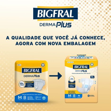 Fralda Adulta Bigfral Derma Plus M Unissex 8 Unidades