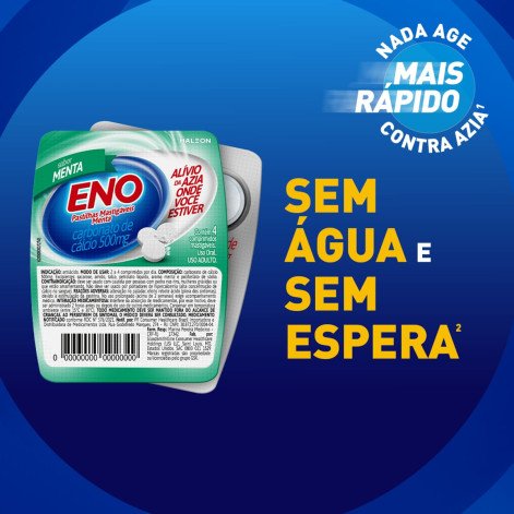 Eno 500mg Sabor Menta 4 Pastilhas Mastigáveis