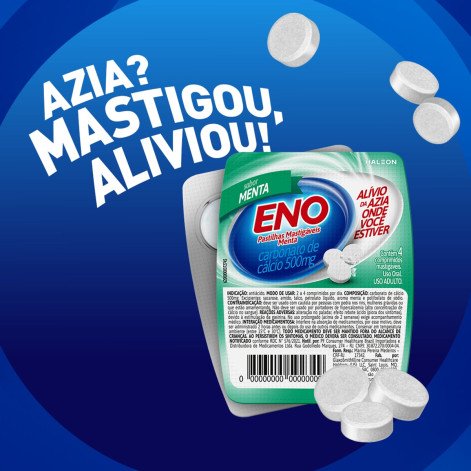 Eno 500mg Sabor Menta 4 Pastilhas Mastigáveis
