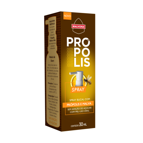 Malvona Própolis e Malva Sabor Mel Spray Bucal 30ml