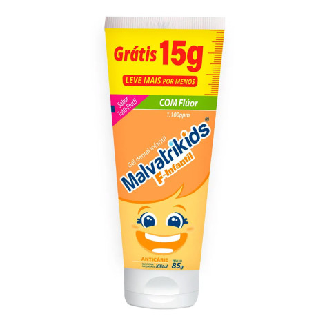 Pasta de Dente Gel Infantil Malvatrikids Anticáries Tutti Frutti 85g