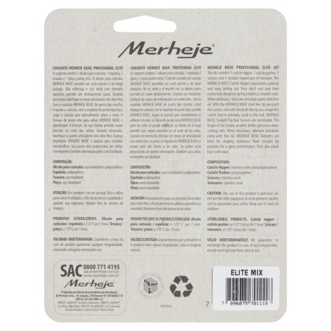 Merheje Basic Kit Manicure Elite Rosa Alicate + Pinca + Tesoura + Espatula