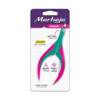 Alicate de Cutícula Merheje Touch Verde/Pink com 1 Unidade Alicate de Cutícula Merheje Touch Verde/Pink com 1 Unidade