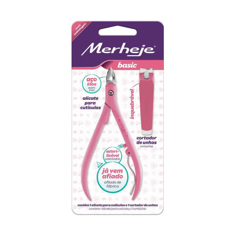 Kit Merheje Basic com 1 Alicate Cuticula + 1 Cortador Rosa