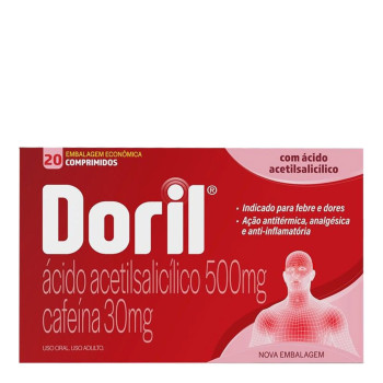 Analgésico e Antitérmico Doril 500mg + 30mg 20 Comprimidos