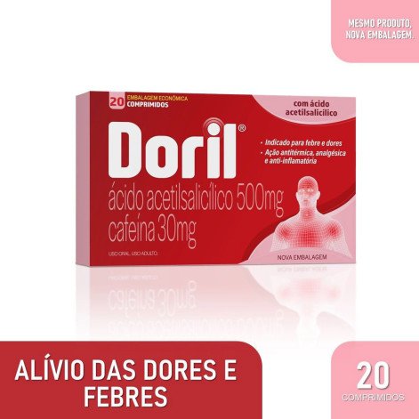 Analgésico e Antitérmico Doril 500mg + 30mg 20 Comprimidos
