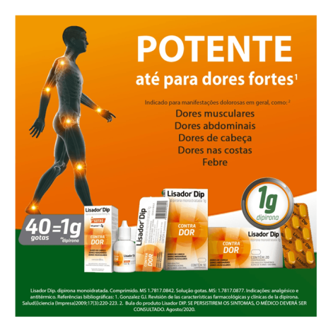 Lisador Dip Dipirona Monoidratada 1g 10 Comprimidos Lisador Dip Dipirona Monoidratada 1g 10 Comprimidos