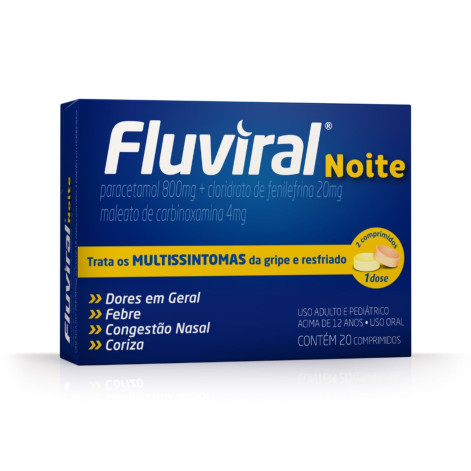 Fluviral Noite 400mg + 20mg + 400mg + 4mg  20 Comprimidos