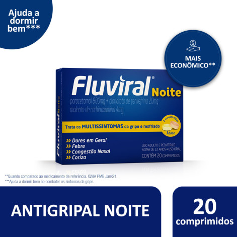 Fluviral Noite 400mg + 20mg + 400mg + 4mg  20 Comprimidos