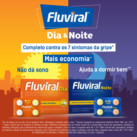Fluviral Noite 400mg + 20mg + 400mg + 4mg  20 Comprimidos