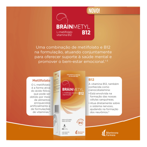 Suplemento Vitamínico Brainmetyl Vitamina B12 40ml Solução Oral Gotas