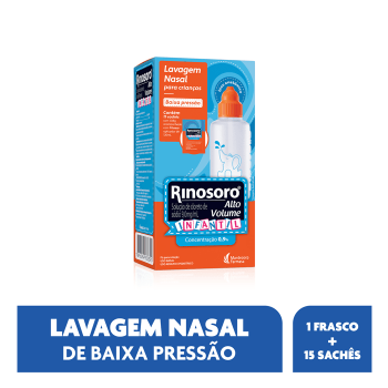 Rinosoro Alto Volume Infantil 15 Sachês em Pó de 1,08g Cada + 1 Aplicador de 120ml