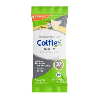 Suplemento Alimentar em Pó Colflex Whey Sachê sabor Baunilha 27g Caixa com 10 Sachês
