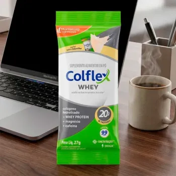 Suplemento Alimentar em Pó Colflex Whey Sachê sabor Baunilha 27g Caixa com 10 Sachês
