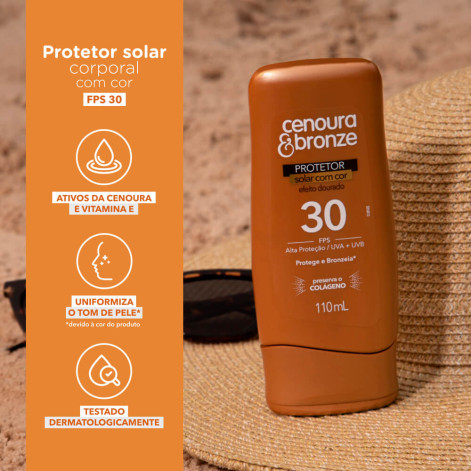 Protetor Solar com Cor Cenoura e Bronze FPS 30 110ml