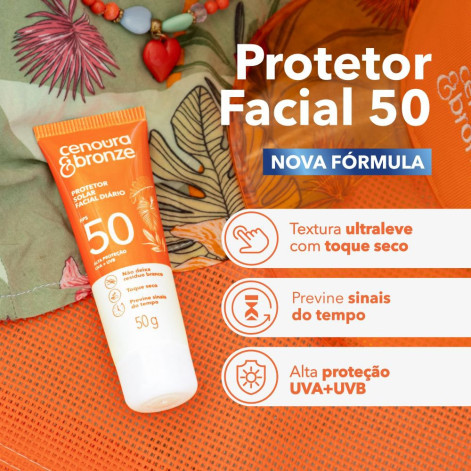 Protetor Solar Cenoura e Bronze Facial Fps50 50g