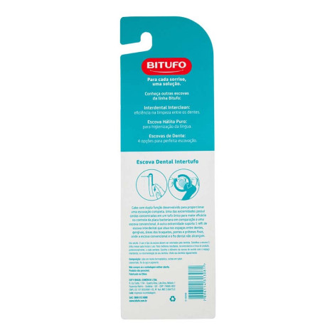 Escova de Dente Bitufo Intertufo Cilíndrica Extramacia 1 Unidade + 6 Refis Interdentais