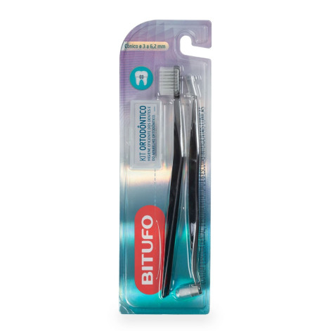 Kit Ortodôntico Bitufo: Escova Ortodôntica 1 Unidade + Escova Intertufo 1 Unidade + Refis Interdentais Cônico 3 a 6,2mm 6 Unidades Kit Ortodôntico Bitufo: Escova Ortodôntica 1 Unidade + Escova Intertufo 1 Unidade + Refis Interdentais Cônico 3 a 6,2mm 6 Unidades