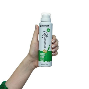 Desodorante Aerossol Monange Detox Fresh Feminino 48h Capim Limão e Gengibre 150ml