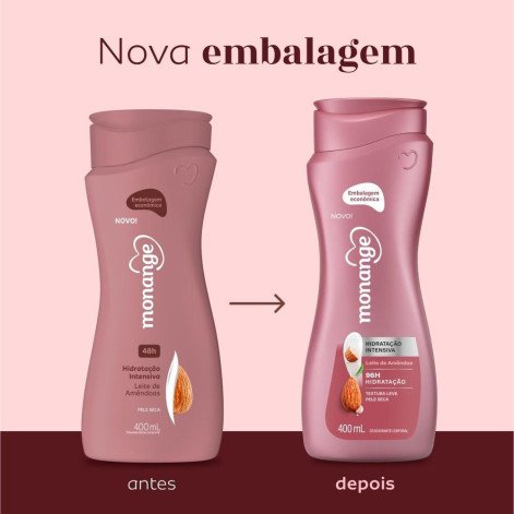 Hidratante Corporal Monange Hidratação Intensiva Leite de Amêndoas 400ml