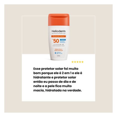 Protetor Solar Helioderm Suncare 2 em 1 FPS50 Resistente à Água 120ml