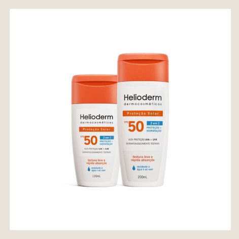 Protetor Solar Helioderm Suncare 2 em 1 FPS50 Resistente à Água 120ml